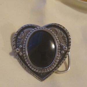 Silver belt buckle with Onyx Stone inlay